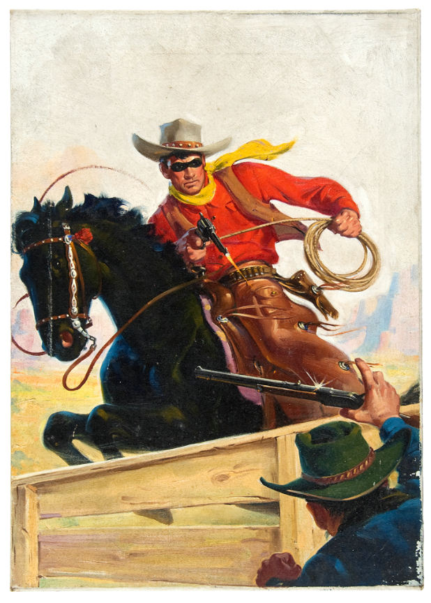 Hake S Masked Rider Western Pulp Cover Painting