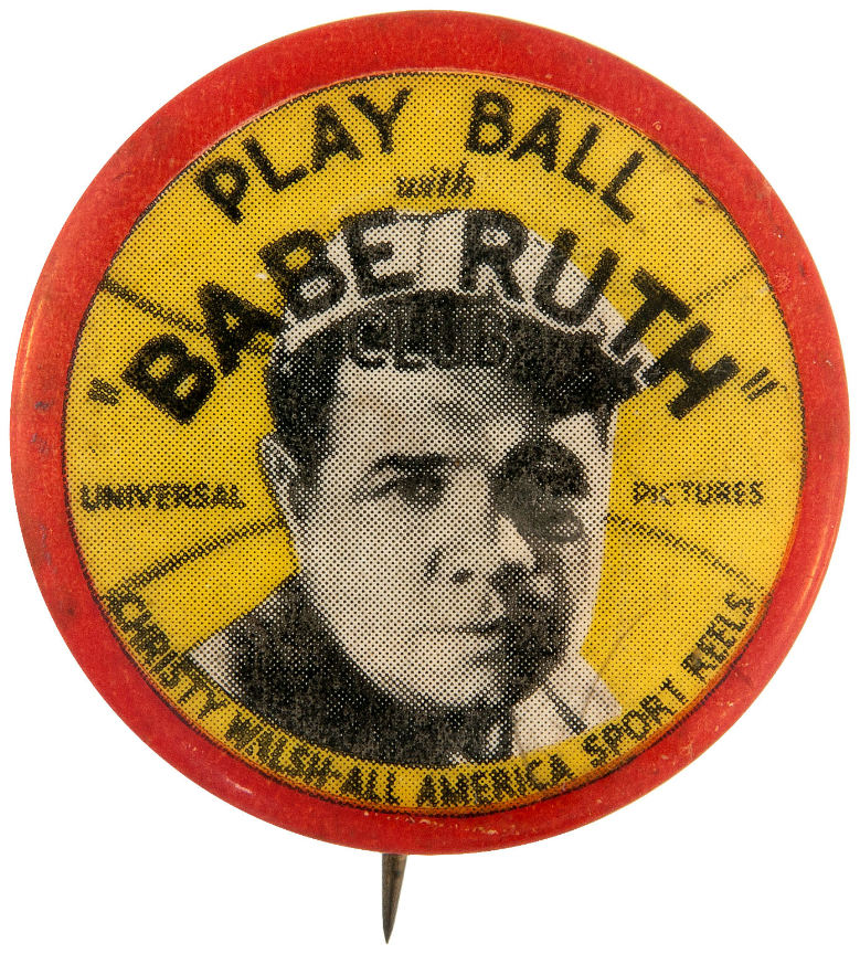 Hake S BABE RUTH MOVIE PROMOTIONAL RARE 1930s BUTTON