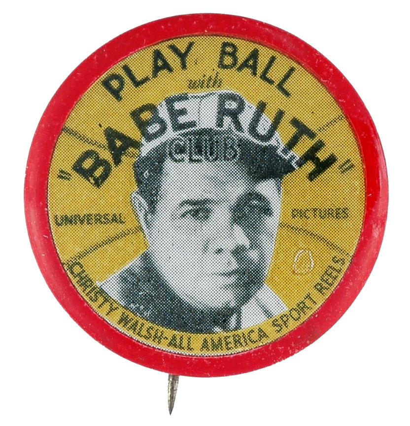 Hake S RARE BABE RUTH MOVIE PROMOTIONAL BUTTON