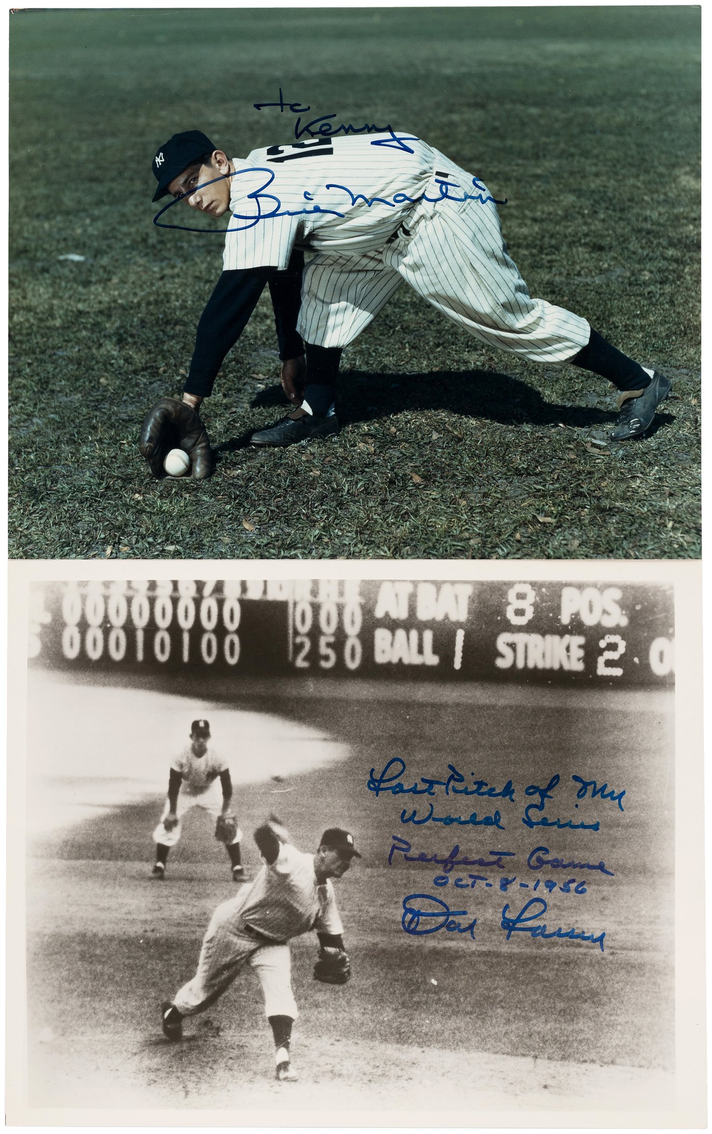 Hake S NEW YORK YANKEES SIGNED PHOTO LOT DICKEY BERRA LARSEN MARTIN