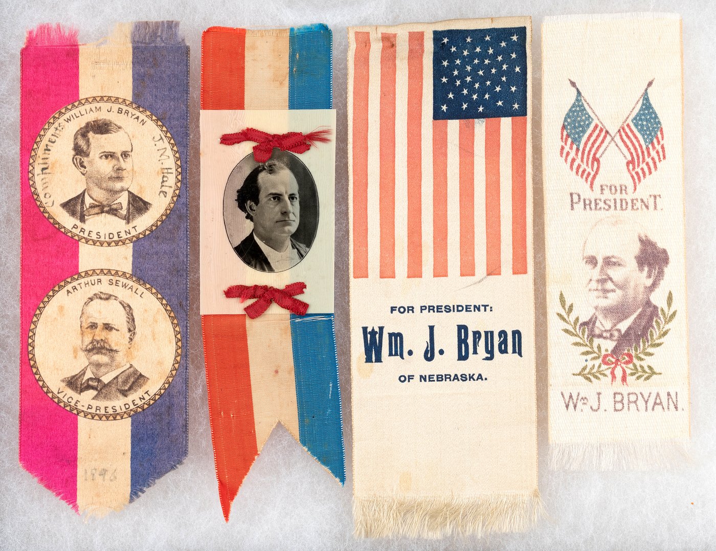 Hake S FOUR WILLIAM J BRYAN CAMPAIGN RIBBONS