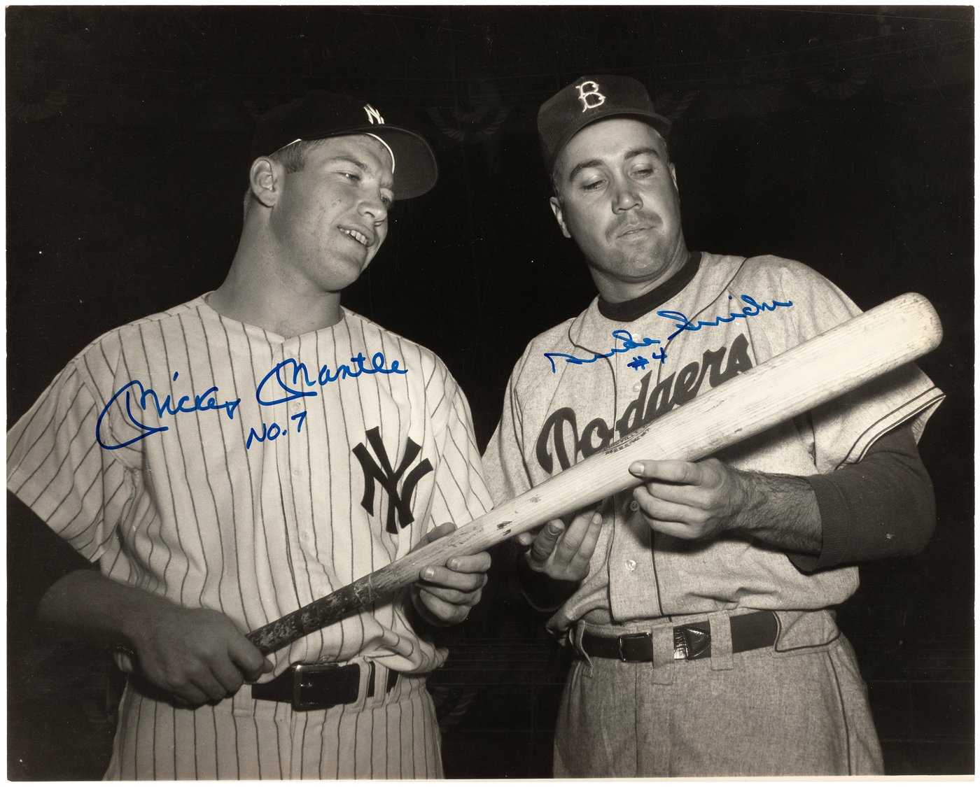 Hake S Mickey Mantle Hof Duke Snider Hof Huge Signed Photo