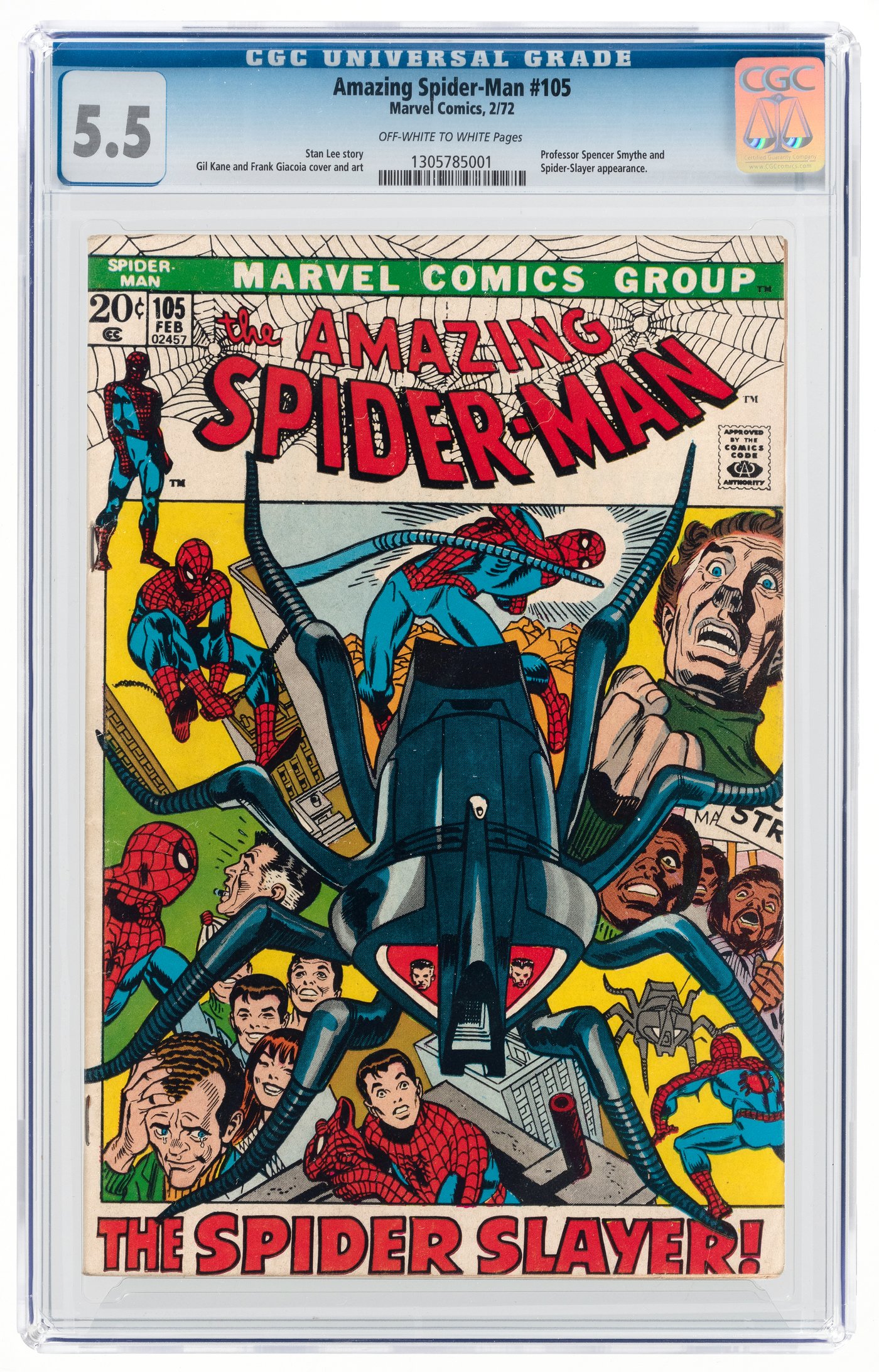 Hake S AMAZING SPIDER MAN 105 FEBRUARY 1971 CGC 5 5 FINE