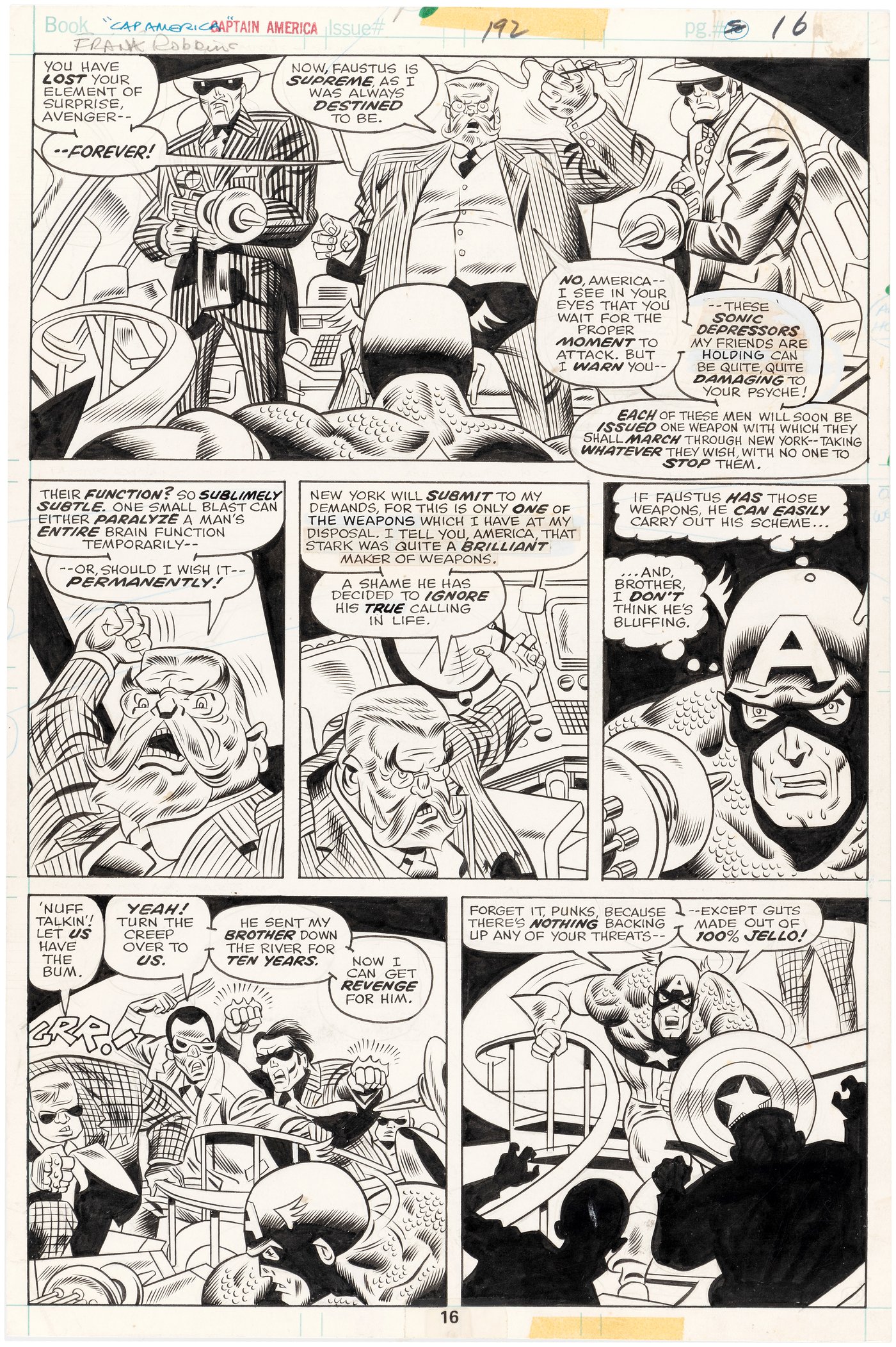 Hake S Captain America Comic Book Page Original Art By Frank