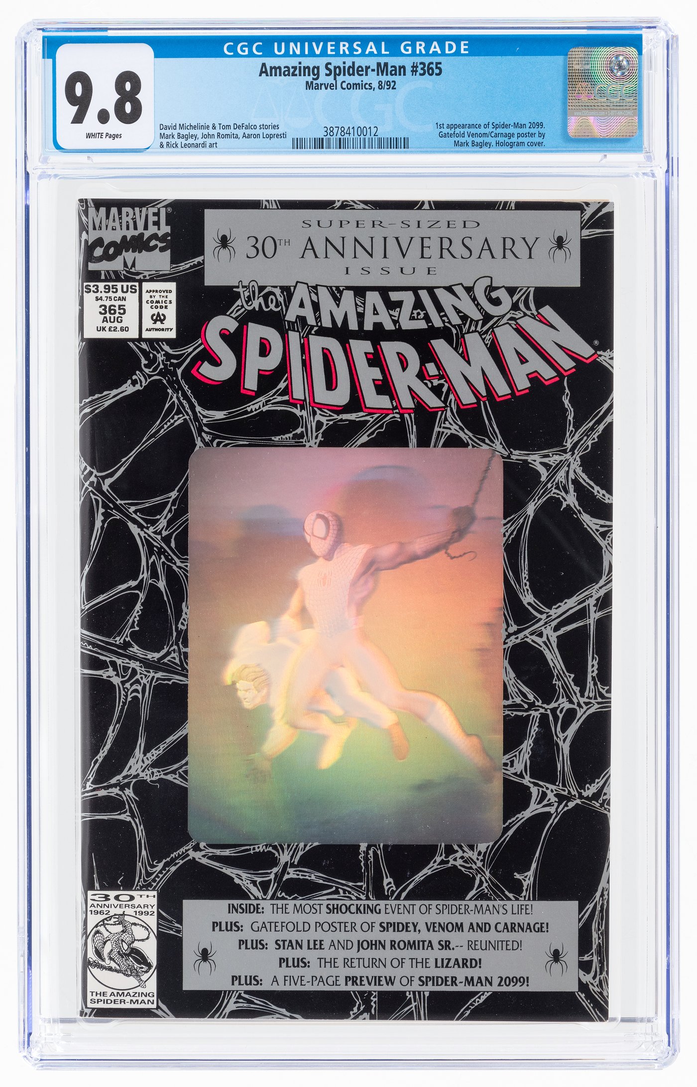 Hake S AMAZING SPIDER MAN 365 AUGUST 1992 CGC 9 8 NM MINT FIRST