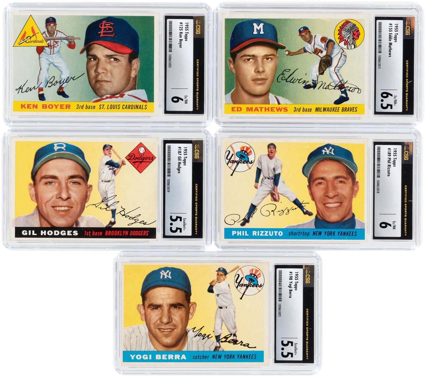 Hake S 1955 TOPPS BASEBALL CARDS NEAR SET WITH 11 KEY CARDS CSG SGC