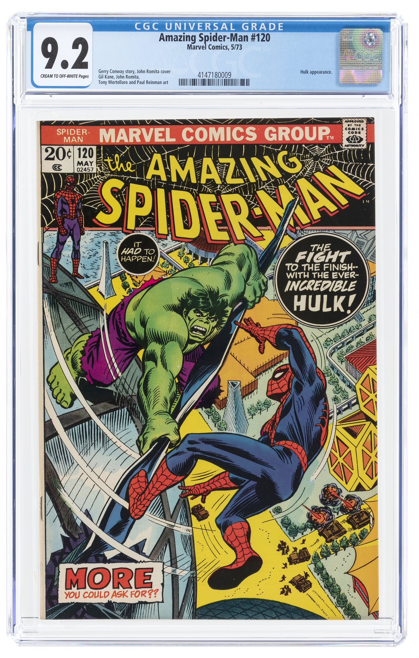 Hake S AMAZING SPIDER MAN 120 MAY 1973 CGC 9 2 NM