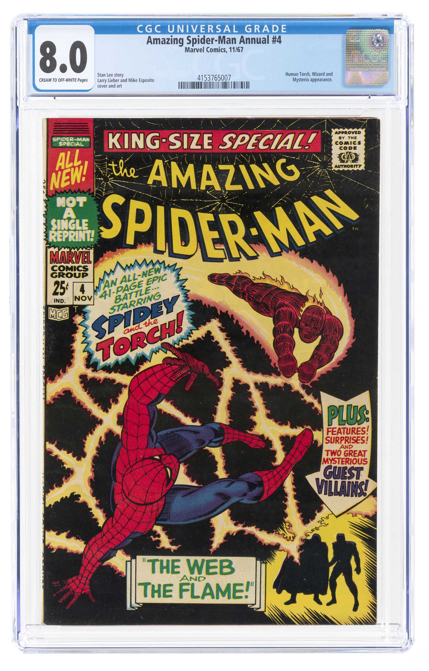 Hake S AMAZING SPIDER MAN ANNUAL 4 NOVEMBER 1967 CGC 8 0 VF