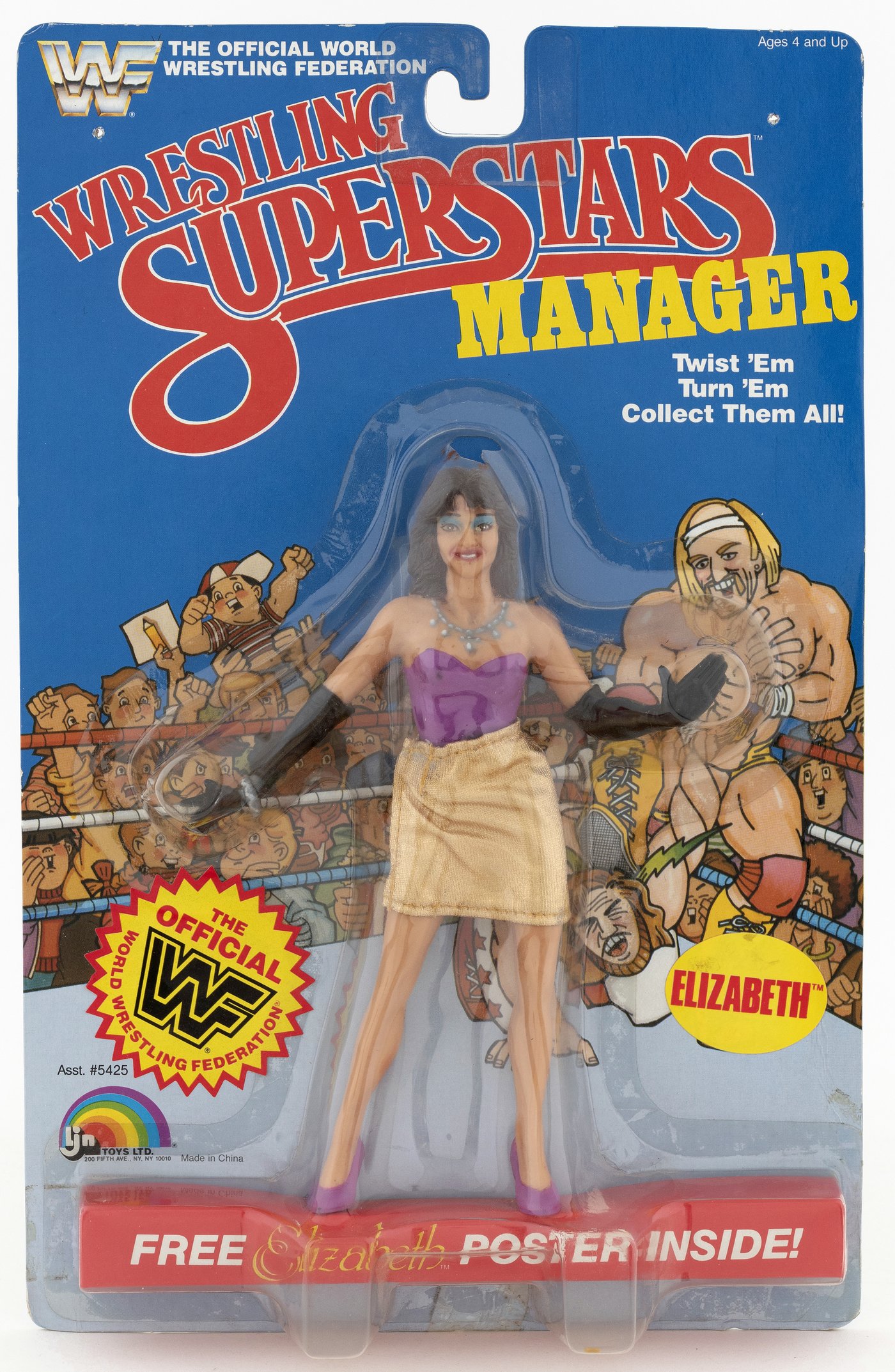 Hake S WWF LJN WRESTLING SUPERSTARS MANAGER SERIES 4 ELIZABETH CARDED