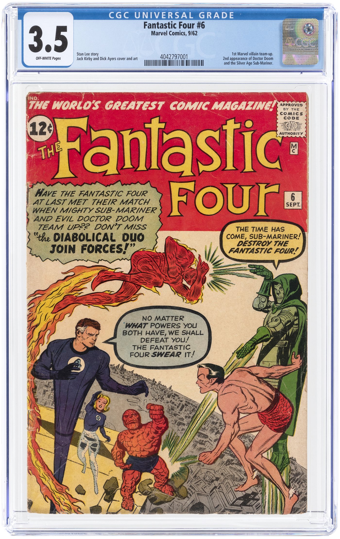 Hake S FANTASTIC FOUR 6 SEPTEMBER 1962 CGC 3 5 VG