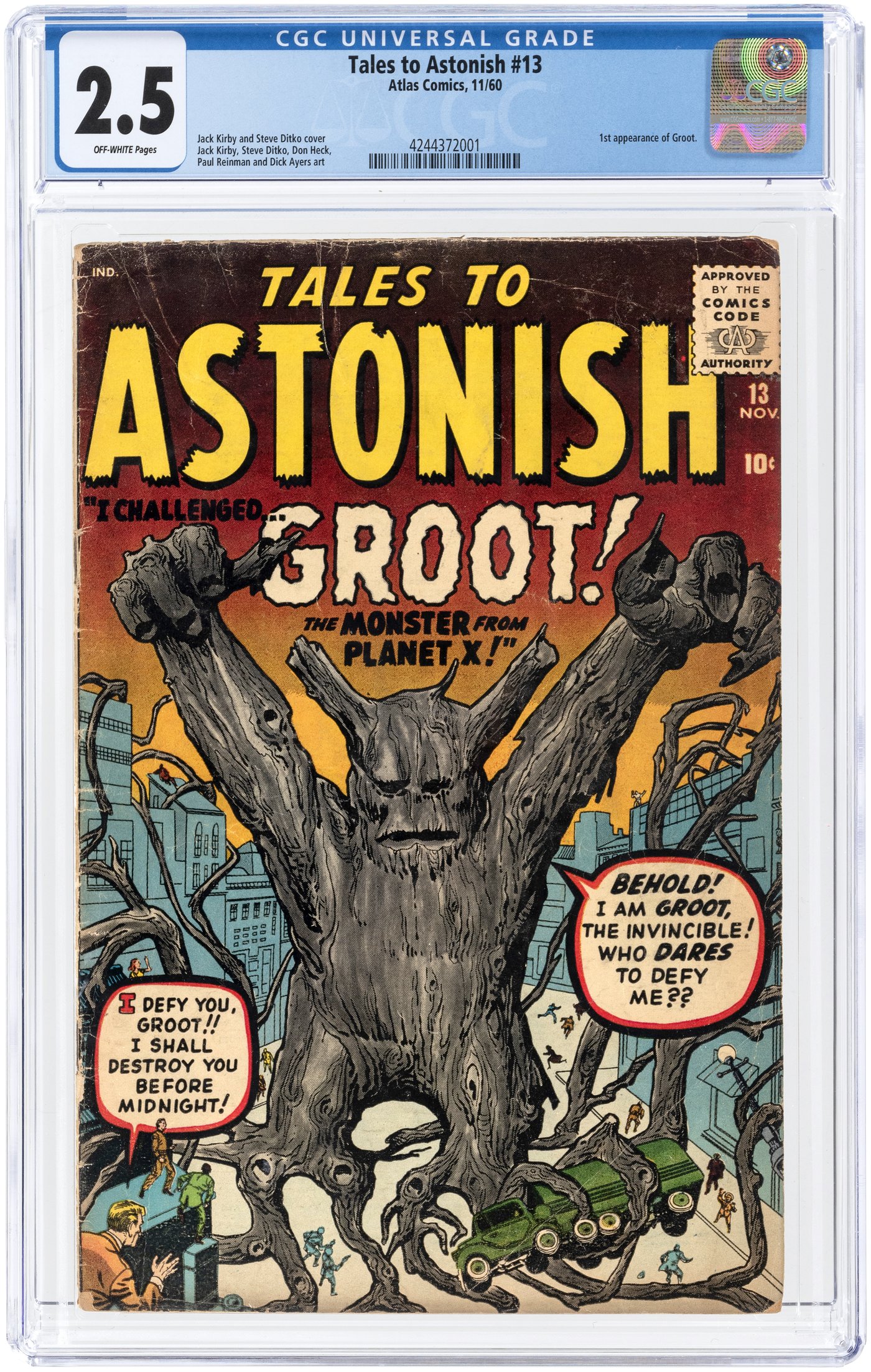 Hake S TALES TO ASTONISH 13 NOVEMBER 1960 CGC 2 5 GOOD FIRST GROOT