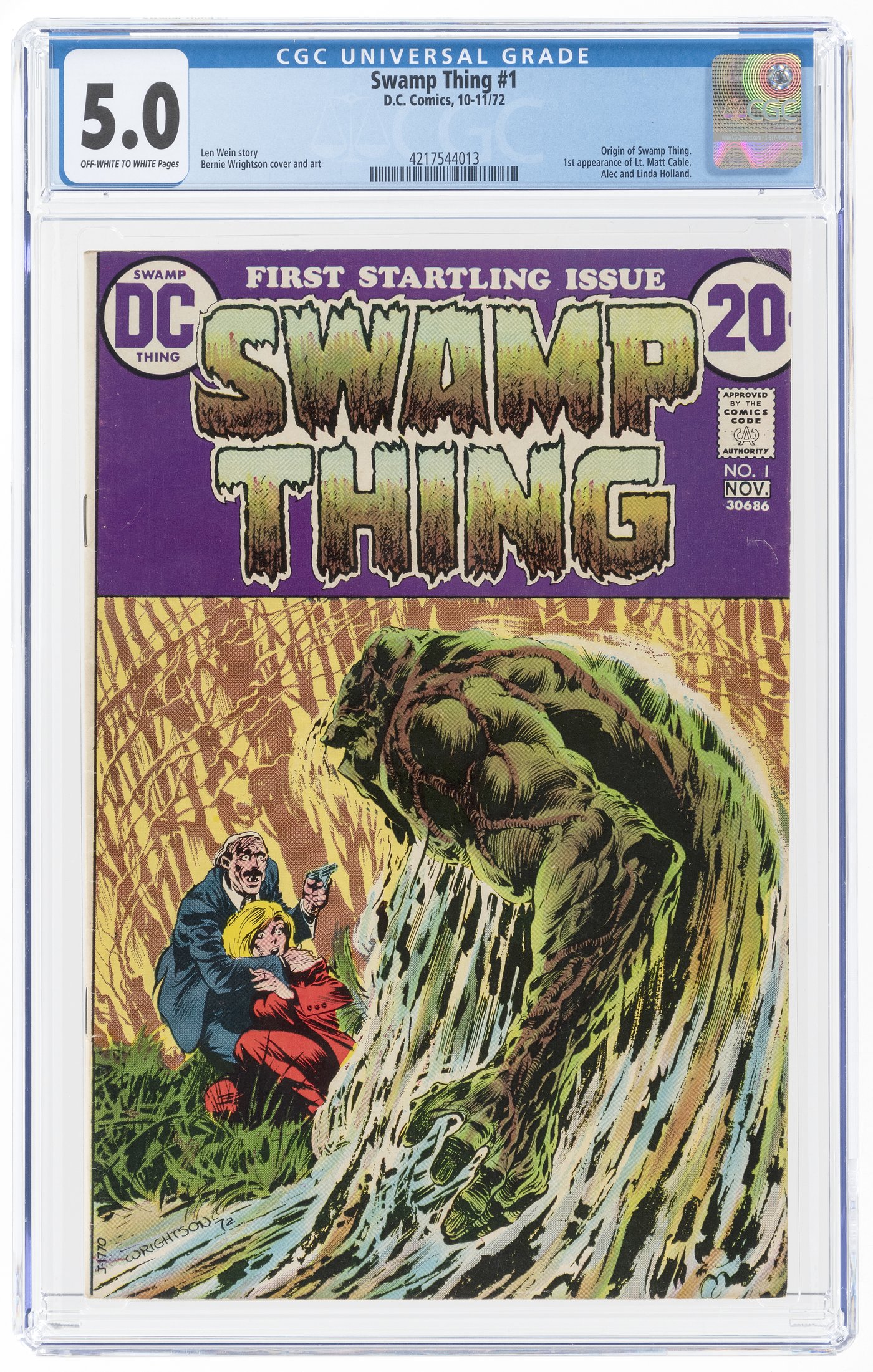 Hake S SWAMP THING 1 OCTOBER NOVEMBER 1972 CGC 5 0 VG FINE FIRST