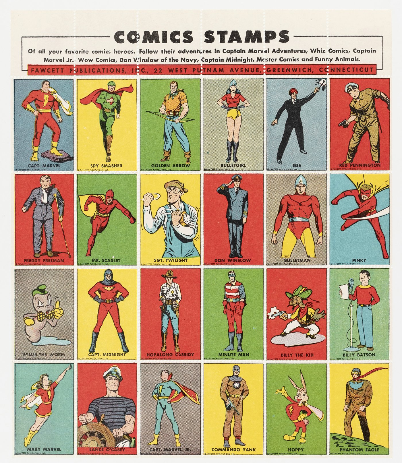 Hake S Captain Marvel Fawcett Characters Comics Stamps Sheet