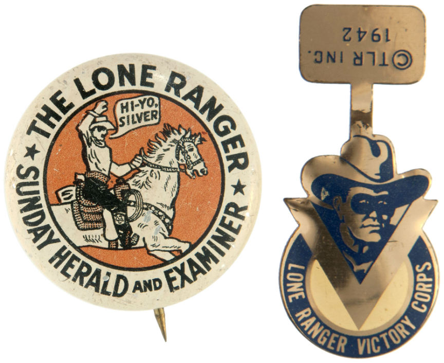 Hake S The Lone Ranger Group Of Two Buttons Two Deputy Badges And