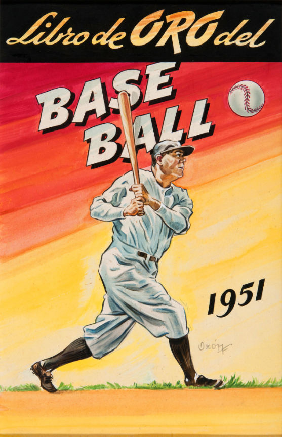 Hake S Babe Ruth Original Cover Art For Cuban Baseball Yearbook