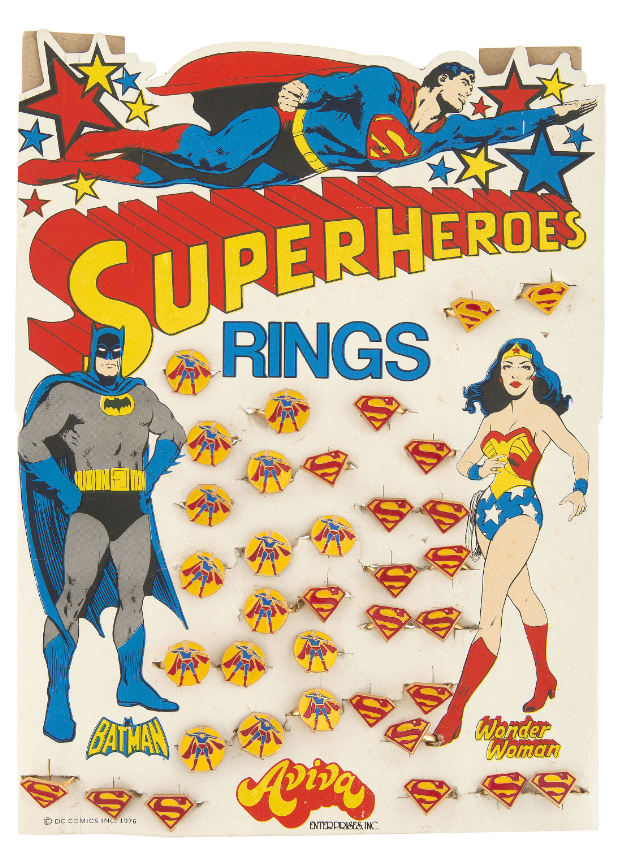 Hake S SUPERMAN SUPERHEROES RINGS FULL DISPLAY