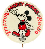 "MICKEY MOUSE EMERSON RADIO" CLASSIC 1930s PRODUCT ADVERTISING BUTTON.