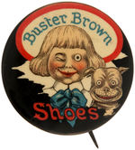 "BUSTER BROWN SHOES" SUPERB GRAPHICALLY STRIKING BUTTON.