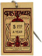 "GAS POWER" MAGAZINE CELLULOID ON STICKPIN.