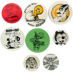 UNDERGROUND COMIX EIGHT RELATED BUTTONS.