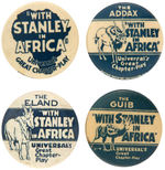 "WITH STANLEY IN AFRICA" FOUR BUTTONS PROMOTING 1922 UNIVERSAL SERIAL.