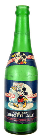 "MICKEY MOUSE" RARE SODA BOTTLE WITH LABELS.