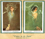 "VISIONS IN THE SMOKE" FRAMED POSTCARDS BY ARTIST ALFRED JAMES DEWEY.