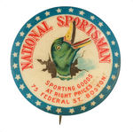 BEAUTIFUL PROMOTIONAL BUTTON FOR FAMOUS "NATIONAL SPORTSMAN" MAGAZINE FROM HAKE COLLECTION.