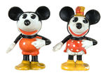 "MICKEY/MINNIE MOUSE" FIGURAL BISQUE TOOTHBRUSH HOLDERS.