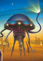 H.G. WELLS "THE TIME MACHINE/THE WAR OF THE WORLDS" BARCLAY SHAW ORIGINAL BOOK COVER PAINTING.