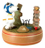 SNOOPY WWI FLYING ACE WOODEN FIGURAL MUSIC BOX.