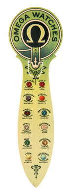 WATCH AND JEWELER COLORFUL CELLULOID ADVERTISING BOOK MARKS.