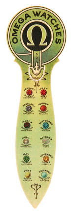 WATCH AND JEWELER COLORFUL CELLULOID ADVERTISING BOOK MARKS.