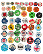 RAILROAD SAFETY EXTENSIVE COLLECTION OF 84 BUTTONS.