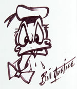 DISNEY ANIMATOR BILL JUSTICE BOOK & PAPER PLATE ORIGINAL ART LOT.