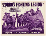 "ZORRO'S FIGHTING LEGION" MOVIE SERIAL TITLE LOBBY CARD.