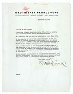 WALT DISNEY SIGNED LETTER OF REFERENCE FOR EMPLOYEE GOING INTO SERVICE.