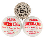 GOLF BUTTON AND PAIR OF SCARCE CELLULOID ADVERTISING GOLF TEES.