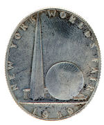 "NEW YORK WORLD'S FAIR" 1939 OFFICIAL SILVER OVAL MEDAL.