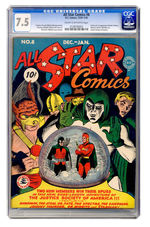 ALL STAR COMICS #8 DECEMBER 1941 JANUARY 1942 CGC 7.5 CREAM TO OFF-WHITE PAGES.