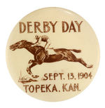 WONDERFUL "DERBY DAY 1904" LARGE KANSAS HORSE RACE BUTTON.