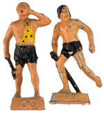 "OG" AND "RU" PAIR OF 1935 'OG-SON OF FIRE' RADIO PREMIUM METAL FIGURES FROM LIBBY'S MILK.