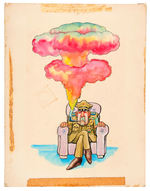 JOE SIMON GENERAL SMOKING PIPE WITH NUCLEAR CLOUD ORIGINAL PAINTING.