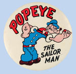 "POPEYE THE SAILOR MAN" LARGE 1950s BUTTON.