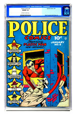 POLICE COMICS #6 JANUARY 1942 CGC 5.0 OFF-WHITE TO WHITE PAGES.