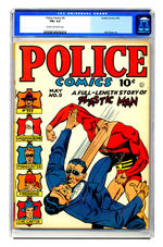 POLICE COMICS #9 MAY 1942 CGC 6.5 CREAM TO OFF-WHITE PAGES.