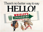 "WRIGLEY'S SPEARMINT CHEWING GUM" PROTOTYPE ADVERTISING SIGN WITH COWBOY & NATIVE AMERICAN.