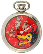 THREE LITTLE PIGS POCKET WATCH WITH ANIMATED BIG BAD WOLF BY INGERSOLL.