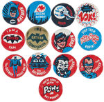 BATMAN COMPLETE SET OF 13 BUTTONS DISTRIBUTED VIA VENDING MACHINE IN 1966.