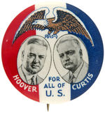 “HOOVER/CURTIS/FOR ALL OF U.S.” SCARCE JUGATE BUTTON. 1